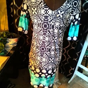 Blue white and aqua dress